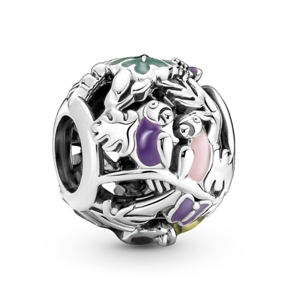NWOT Jungle Creatures & Leaves Charm Mixed Enameled Sterling Silver 925